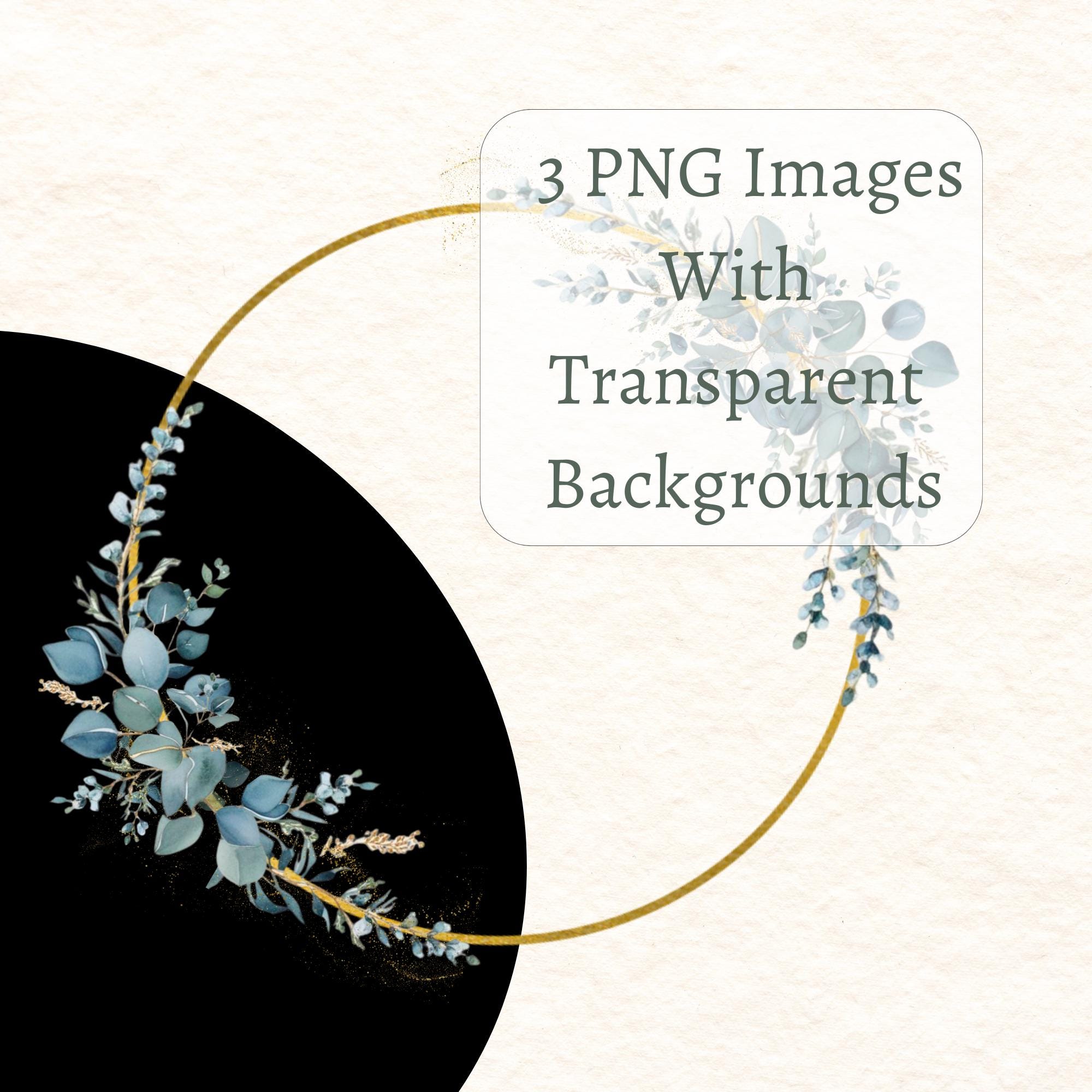 Eucalyptus & Gold Wreath Clipart: Watercolor Greenery Frame (digital ...