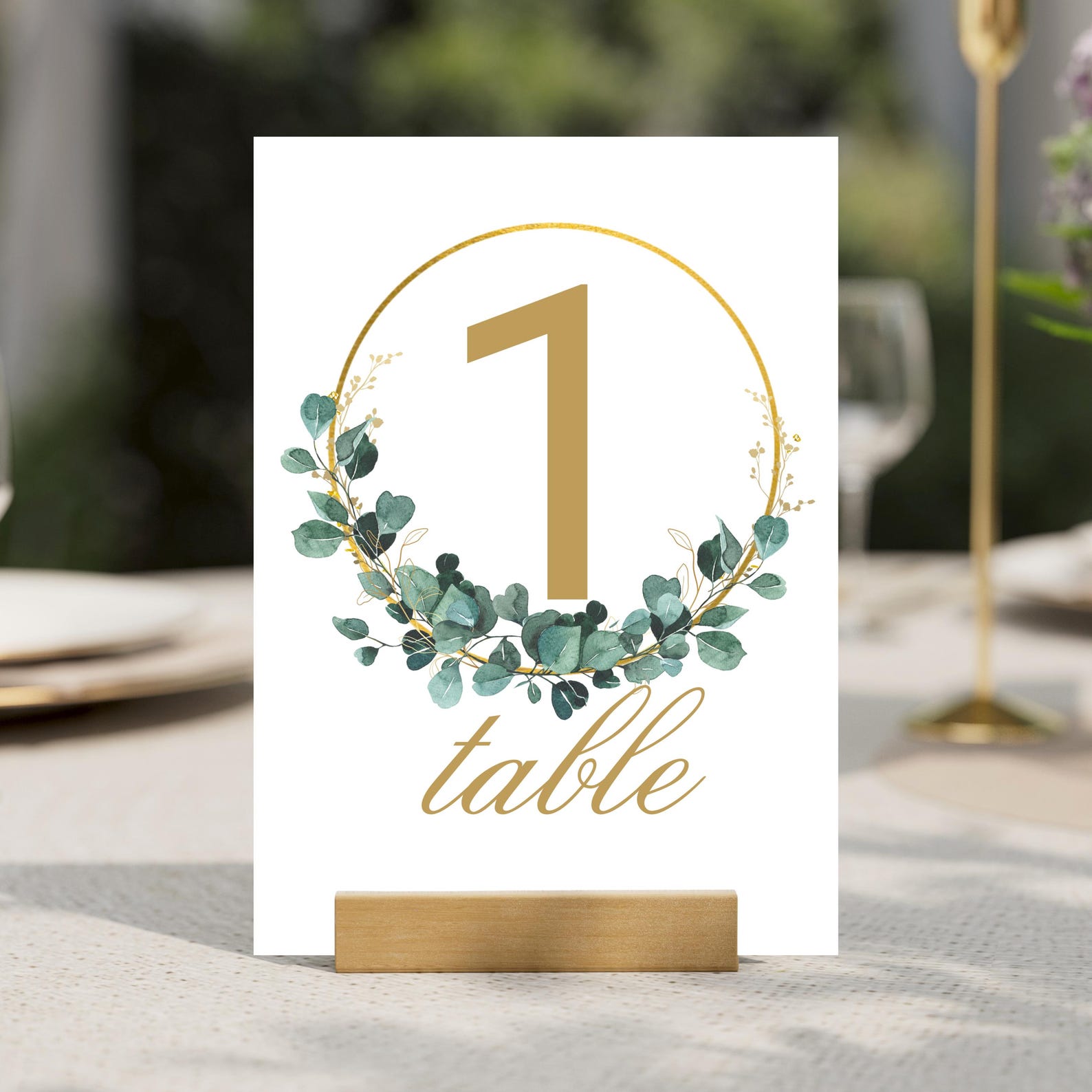 Eucalyptus and Gold Wreath Clipart: Watercolor Greenery Frame (digital ...