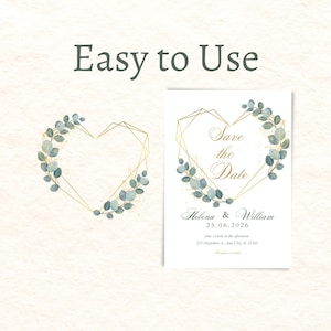 Eucalyptus and Gold Heart Wreath Clipart, Greenery Watercolor Frame ...