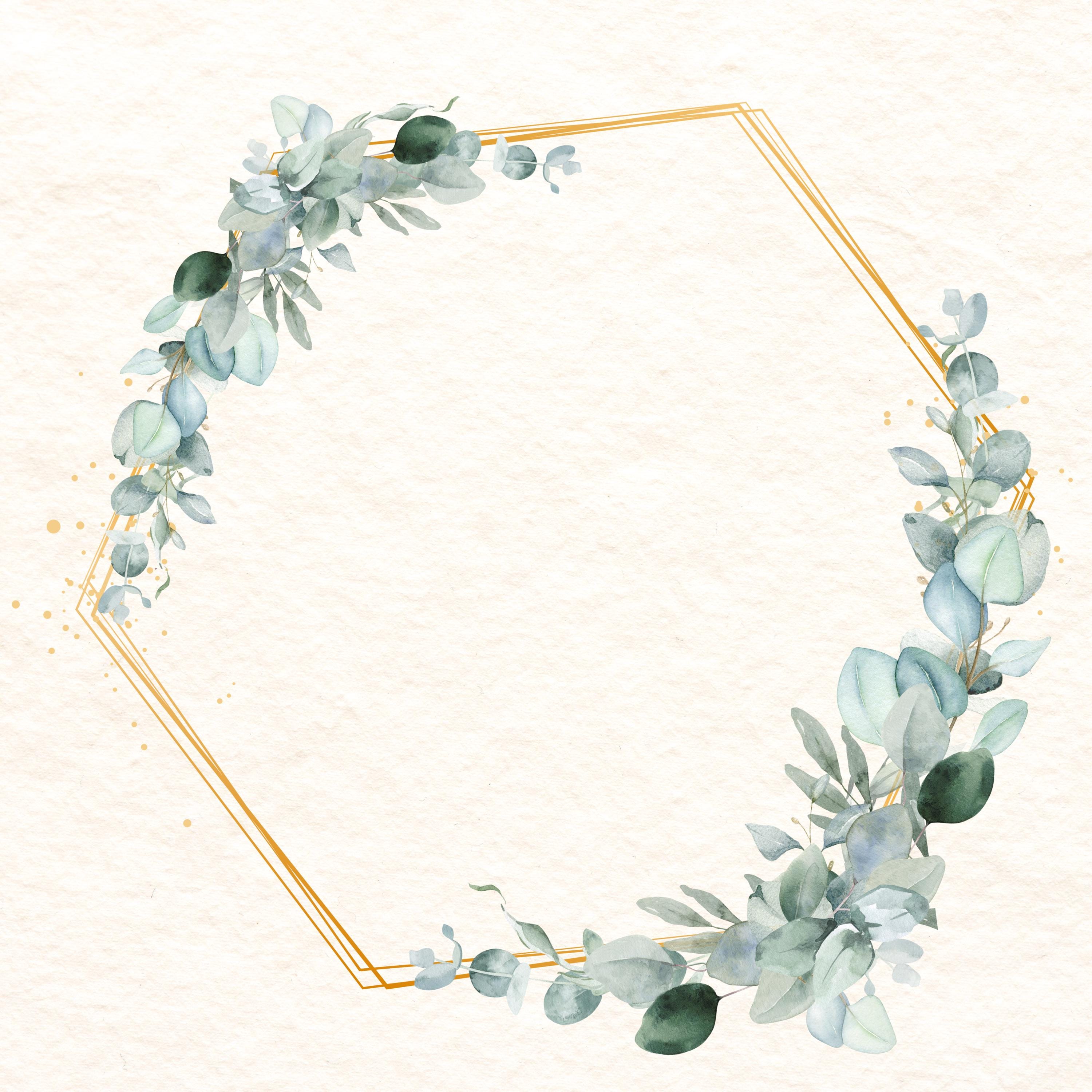 Eucalyptus Gold Wreath Clipart: Watercolor Greenery Frame (digital ...