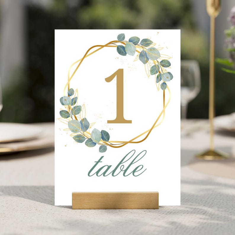 Eucalyptus & Gold Wreath Clipart: Watercolor Greenery Frame (digital ...