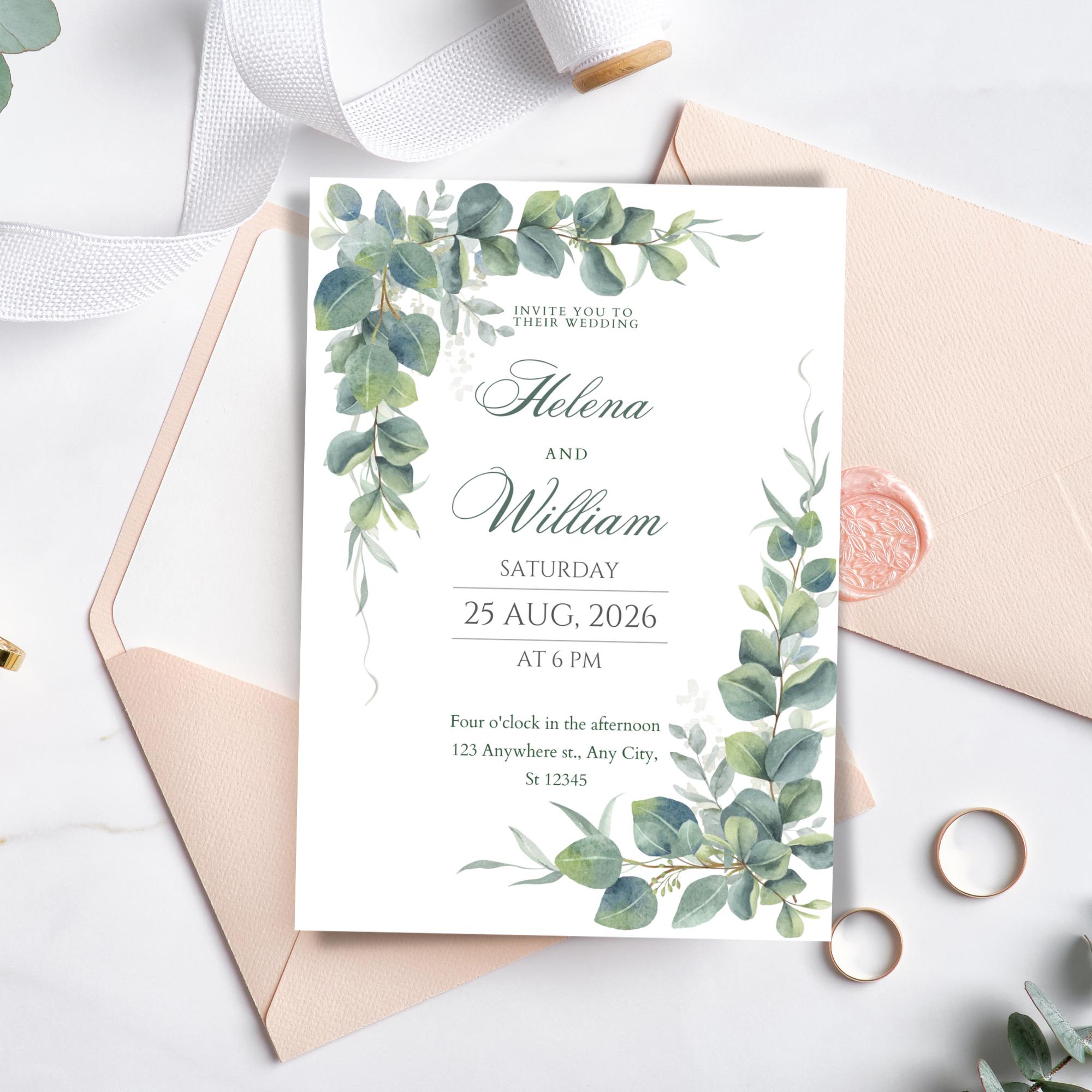 Eucalyptus Leaf Frame Clipart: Wedding Watercolor Greenery Border ...