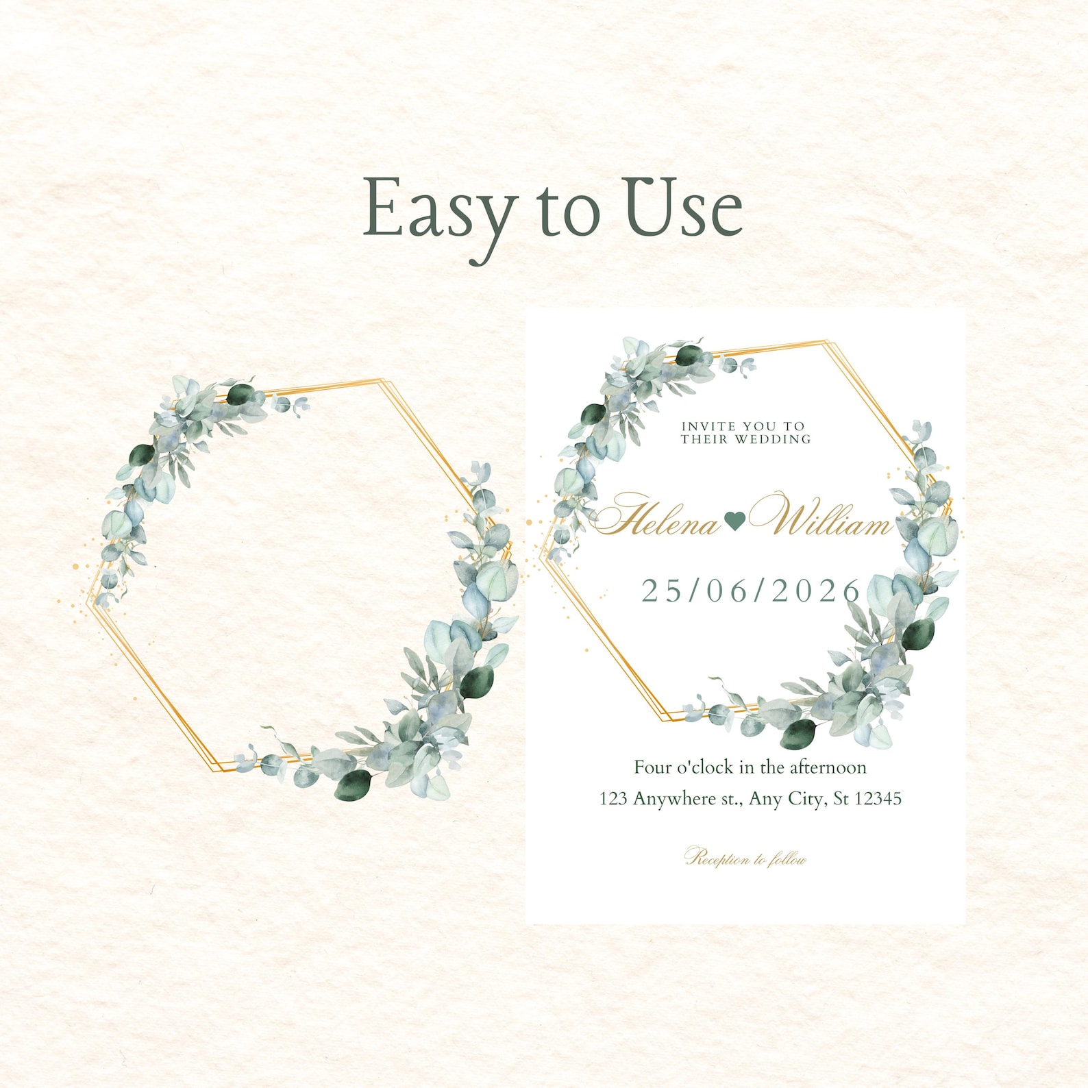 Eucalyptus Gold Wreath Clipart: Watercolor Greenery Frame (digital ...