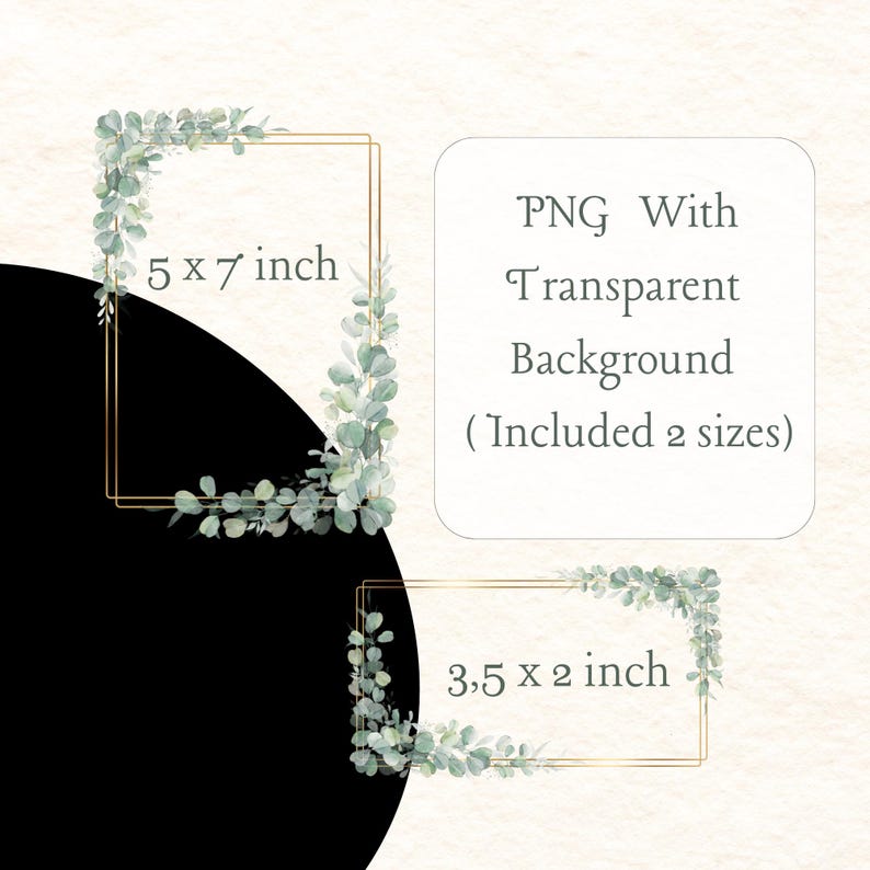 Eucalyptus Gold Frame Clipart: Watercolor Greenery Border (digital ...
