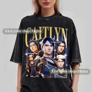 Caitlyn Arcane T-Shirt Unisex Vintage Streetwear Shirt Anime Apparel fanmerch lol Merchandise Fan gift