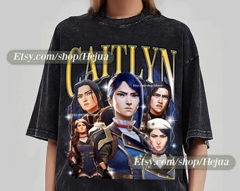 Caitlyn Arcane T-Shirt Unisex Vintage Streetwear Shirt Anime Apparel fanmerch lol Merchandise Fan gift