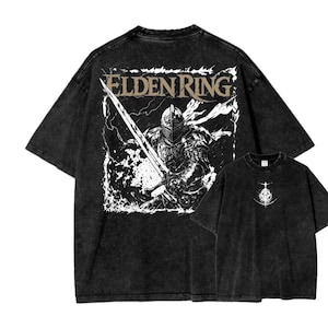 Camisa Souls con lavado vintage, inspirada en Soulsborne, estética de videojuego, estilo metalero