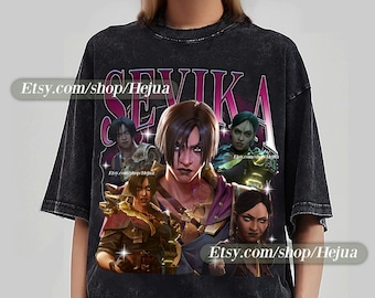 Sevika Arcane T-Shirt Unisex Vintage Streetwear Shirt Anime Apparel fanmerch lol Merchandise  Fan gift