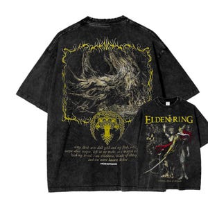 Camisa Souls con lavado vintage, inspirada en Soulsborne, estética de videojuego, estilo metalero