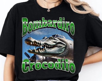Camiseta divertida de Bombardino Crocodilo con cerebro podrido, camiseta pirata, camiseta de cocodrilo, camiseta de Bombardino Crocodilo
