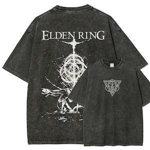 Camisa Souls con lavado vintage, inspirada en Soulsborne, estética de videojuego, estilo metalero