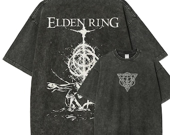 Vintage Wash Souls-shirt, geïnspireerd op Soulsborne, esthetiek van videogame, metalstijl
