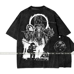 Camisa Souls con lavado vintage, inspirada en Soulsborne, estética de videojuego, estilo metalero