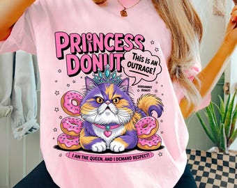 Camiseta para Amantes de Livros de Masmorras, Camiseta Princesa Donut Cat, Design de Masmorra de Transmissão