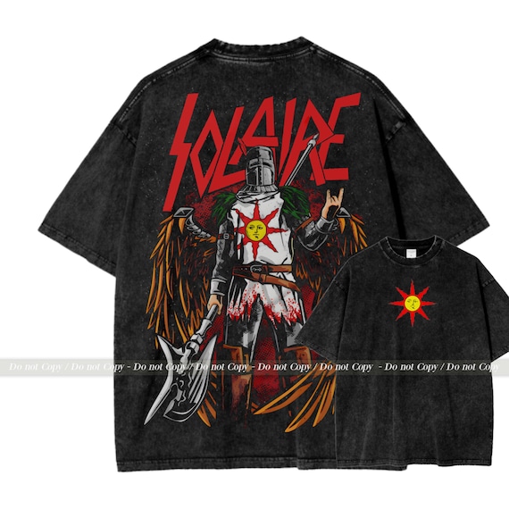 Vintage Wash Dark Souls Shirt, Soulsborne Inspired, Video Game Aesthetic, Metal Style