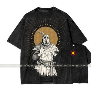 Camisa Souls con lavado vintage, inspirada en Soulsborne, estética de videojuego, estilo metalero