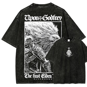 Camisa Souls con lavado vintage, inspirada en Soulsborne, estética de videojuego, estilo metalero