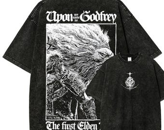 Vintage Wash Souls-shirt, geïnspireerd op Soulsborne, esthetiek van videogame, metalstijl