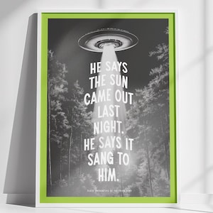 UFO Art Print | Greetings Earthlings Series | Art Print | Alien Poster | UFO | UAP | Home Decor | Mysterious Art Poster | I Want to Believe