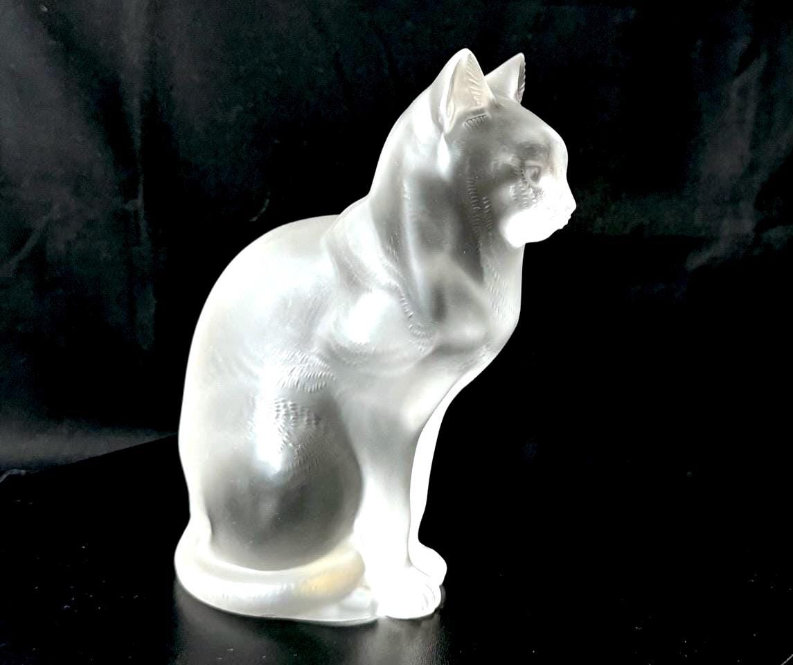 ラリック　LALIQUE 座る猫 Chat Assis クリスタル　置物 Lalique Crystal Chat Assis Vintage Sculpture of a Cat. - Etsy
