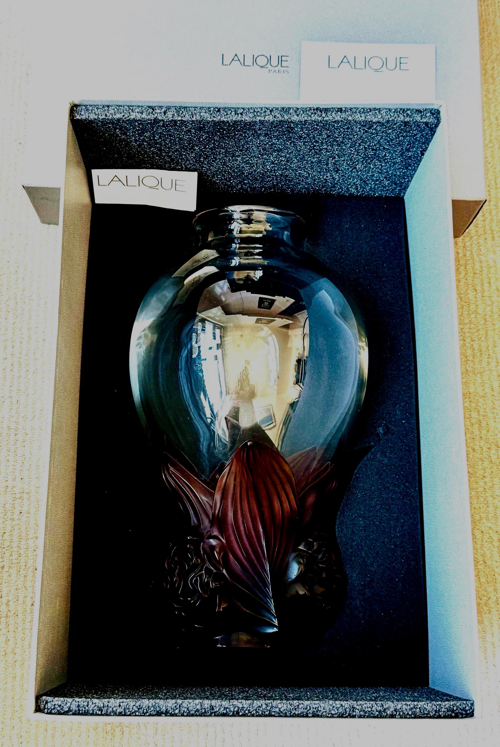 ラリック Lalique フランス クリスタルガラス 花瓶 ブーゲンビリア 