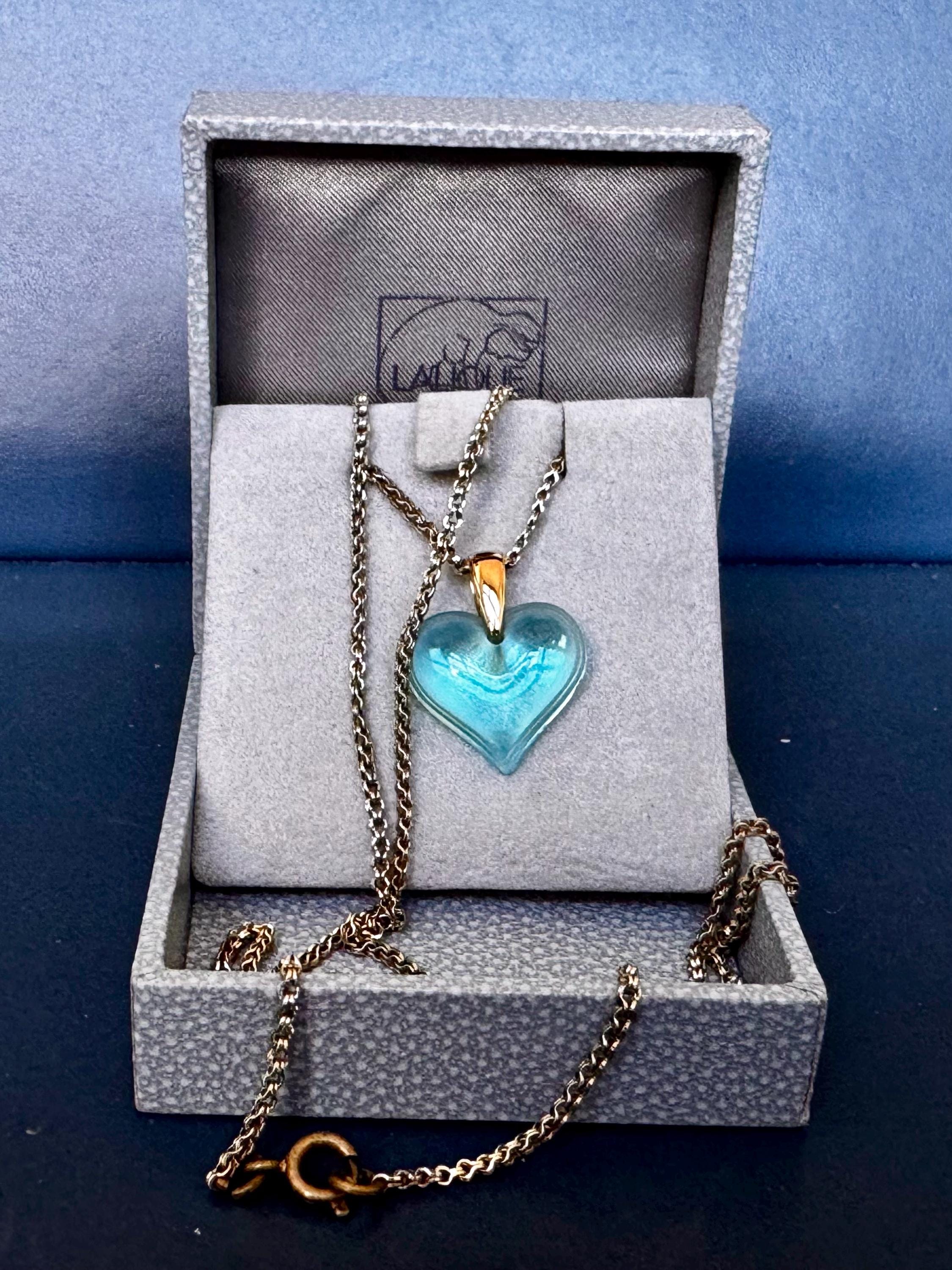 Lalique Crystal Heart Pendant - Etsy