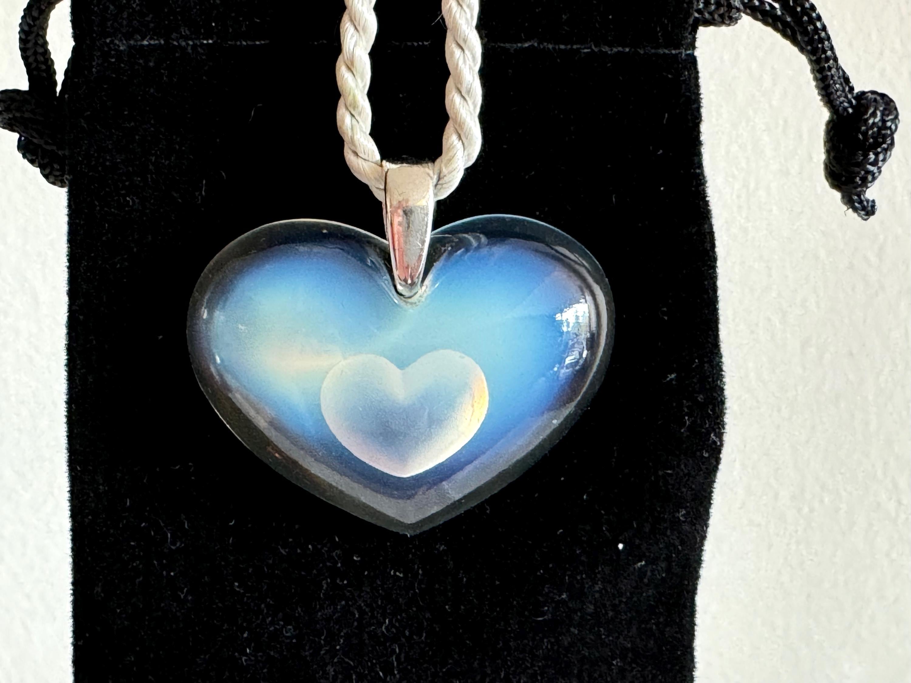Lalique Crystal Heart Pendant - Etsy
