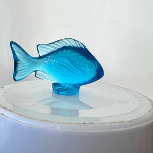 Lalique Damsel crystal blue fish ornament vintage