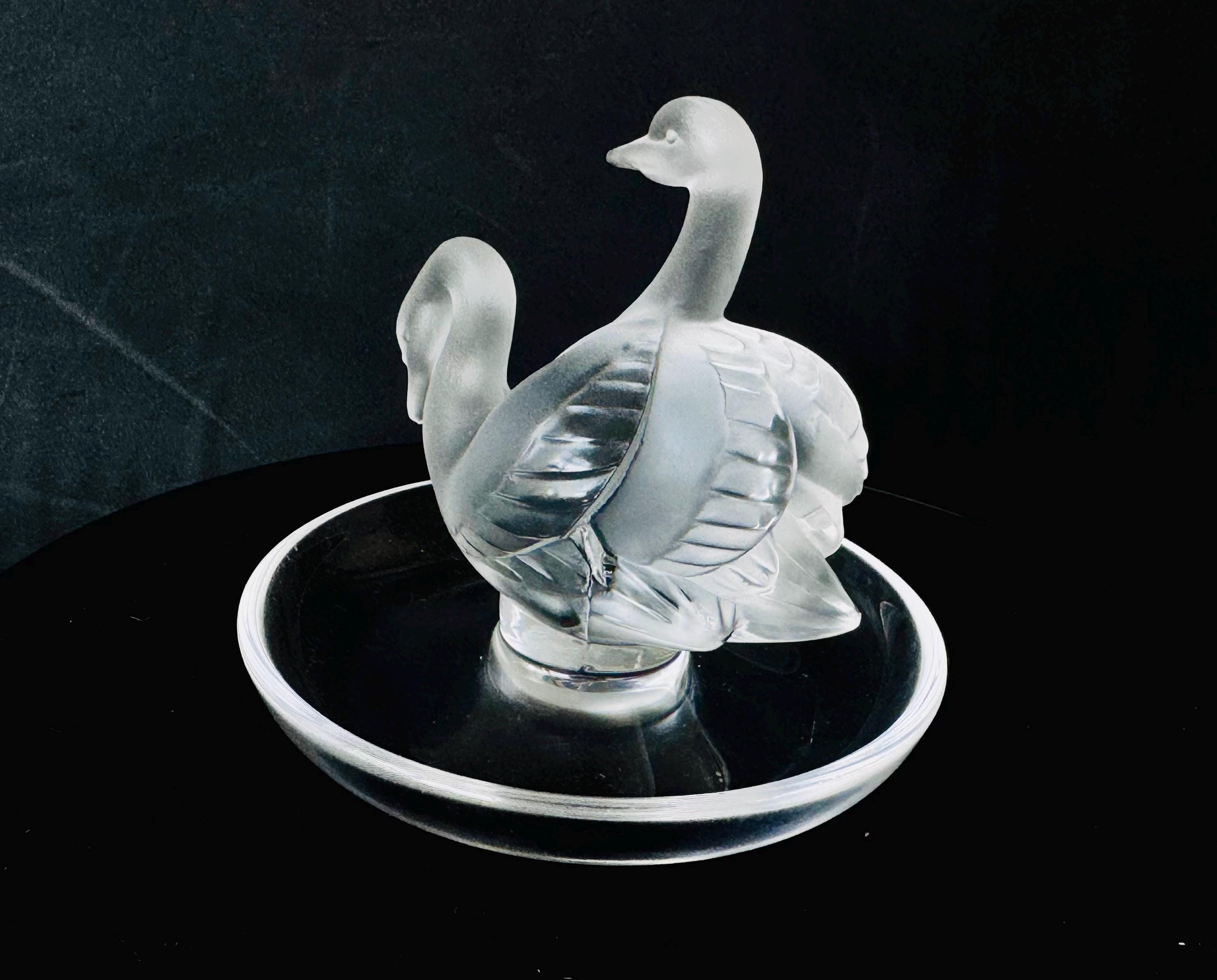 LALIQUE』クリスタルガラス・リングトレイ雀
