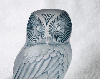 ラリック「シヴァーズ」クリスタルシュエット フクロウ サイン入り