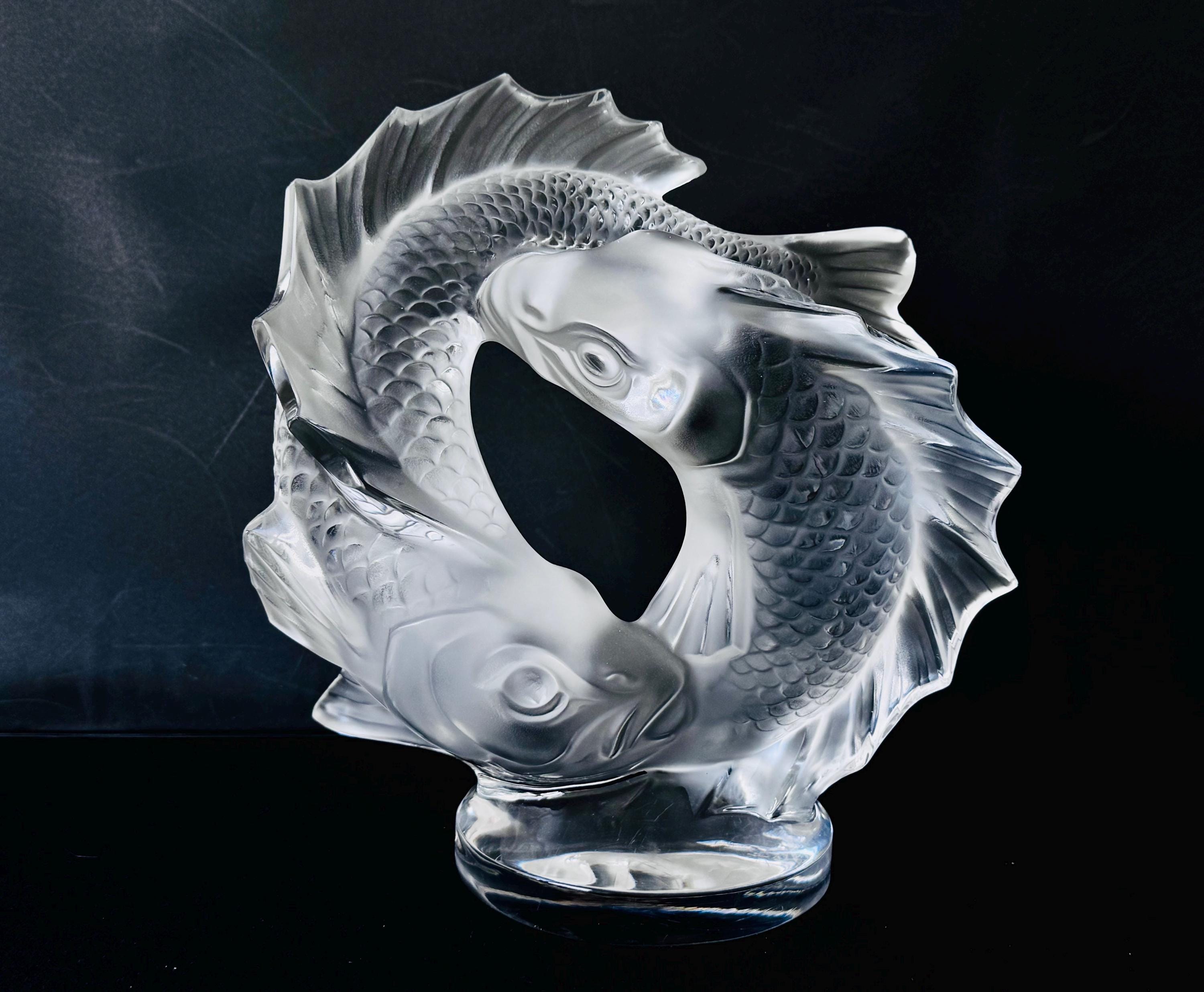 LALIQUE ラリック　魚の彫刻 緑色 ペパーウェイト　約15cm LALIQUE ラリック 魚の彫刻 緑色 ペパーウェイト 約15cm Lalique