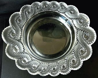 Lalique Kristallschale Auriac schweres Vintage Objekt.