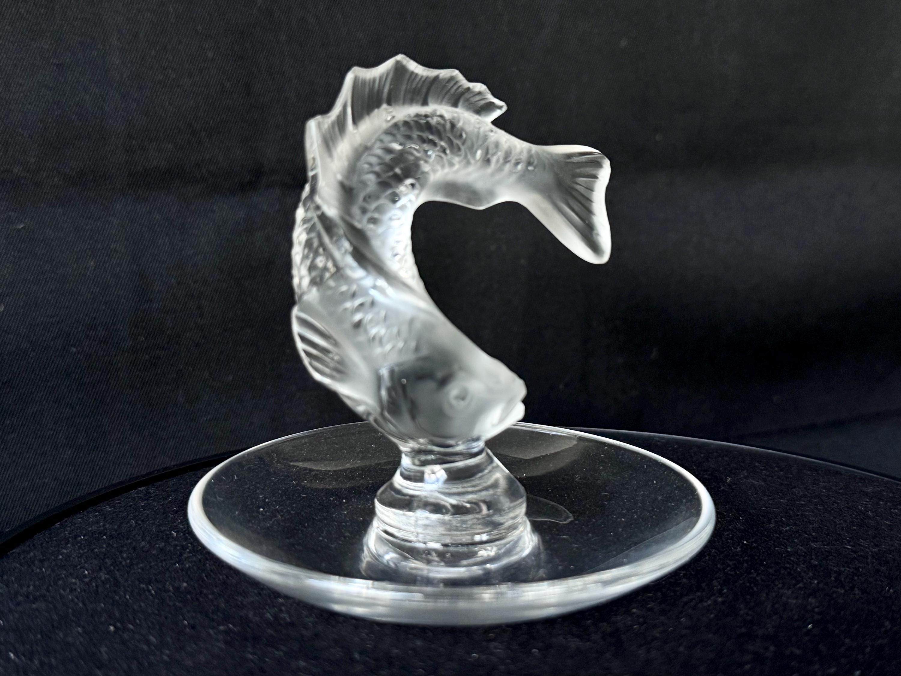 Lalique Crystal Poisson Salmon Leaping Fish Pin or Ring Tray