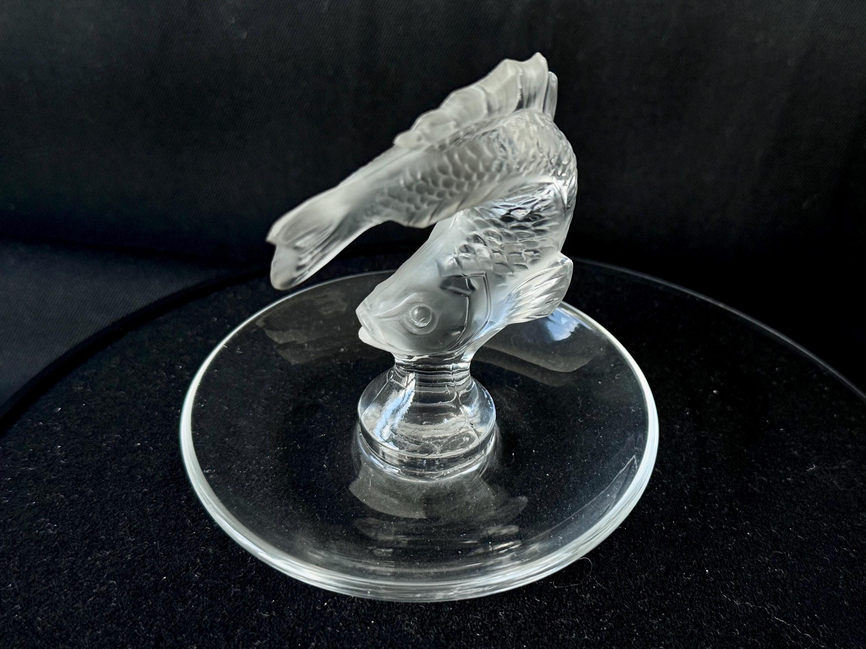 Lalique Crystal Poisson Salmon Leaping Fish Pin or Ring Tray