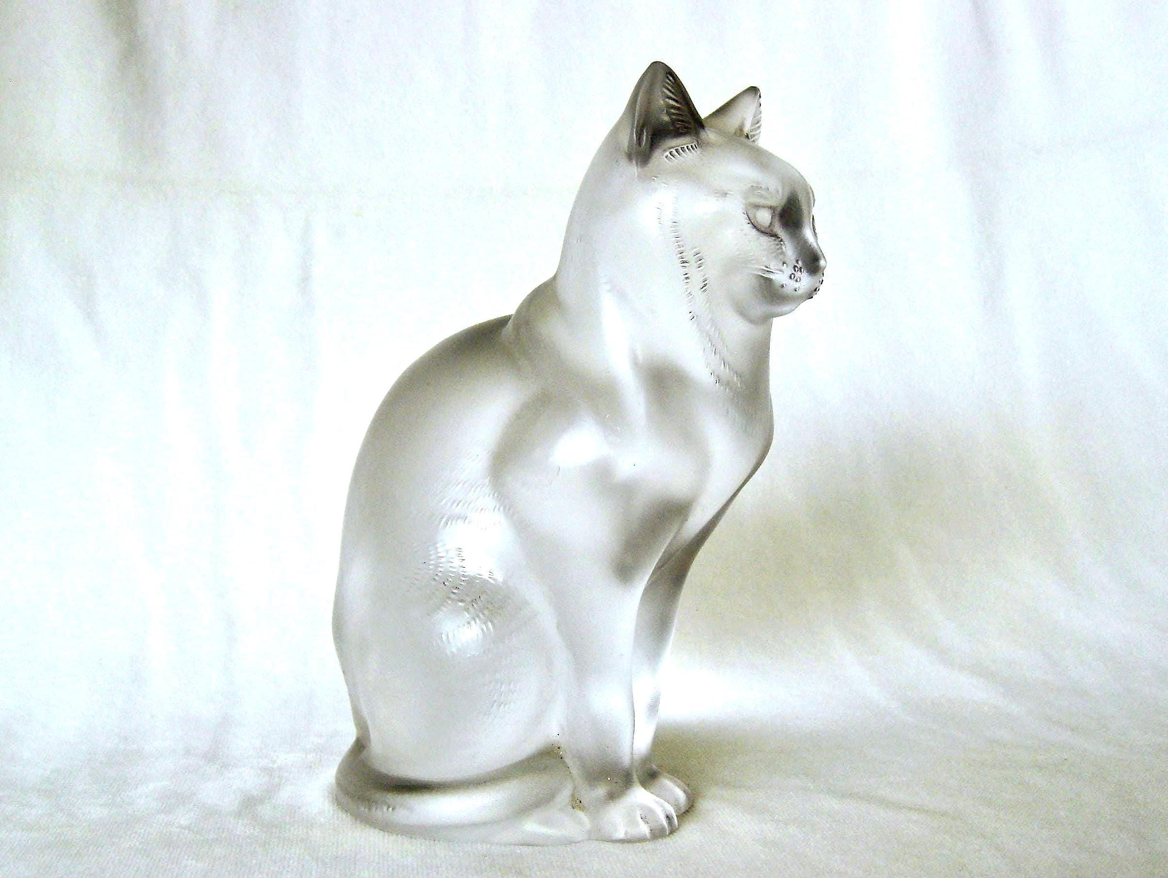 LALIQUE 猫のクリスタル彫刻 Lalique Crystal Chat Assis Sculpture of a Cat Vintage. - Etsy