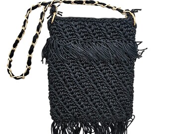 Vintage Marcus Brothers of Miami Knit Fringe Handbag Made in Japan 1960s