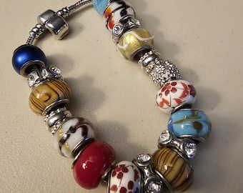 Brighton Heart Charm Snake Chain Bracelet with Unmarked Barrel Clasp Bracelet and Slide Charms