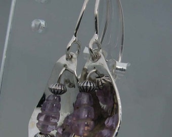 sterling silver spoon shaped amethyst earrings