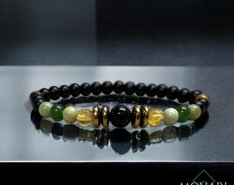 The Ultimate Wealth Bracelet, 6mm Unisex Bead Bracelet, Peridot, Jade, Citrine, Tigers Eye Gamblers Bracelet, Attract Money Men&#39;s Jewelry US
