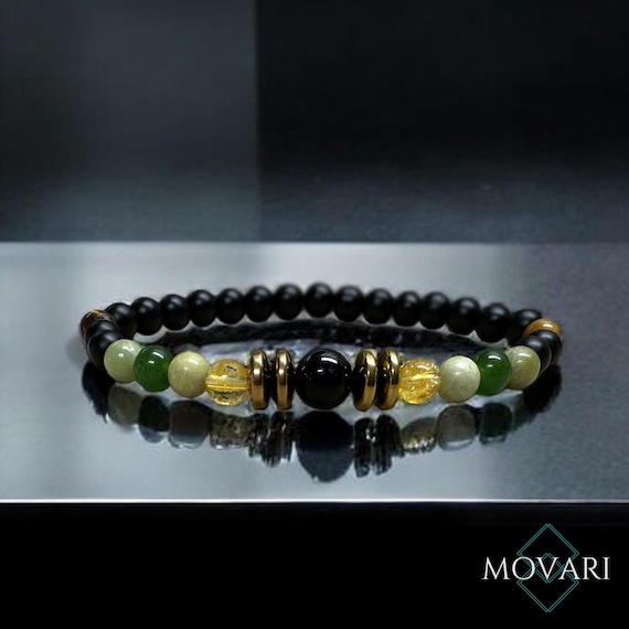 The Ultimate Wealth Bracelet, 6mm Unisex Bead Bracelet, Peridot, Jade, Citrine, Tigers Eye Gamblers Bracelet, Attract Money Men's Jewelry US