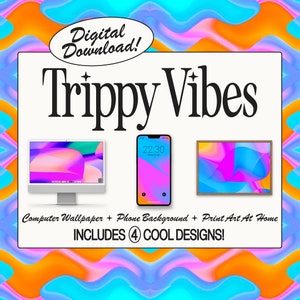 Trippy Vibes :) [digitaler Download, psychedelisch, abstrakt, Handy Laptop Tablet Computer Wallpaper, Kunst, Poster, Hintergrund, emnoelledesign]