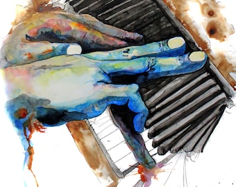 Piano Watercolor Art - Jazz Poster - Jazz Art - Music Gift