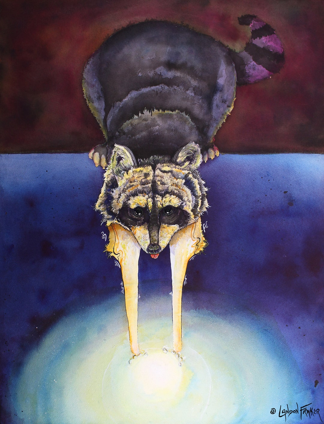Raccoon Art - Watercolor Animal Art - Surreal Raccoon Painting ...