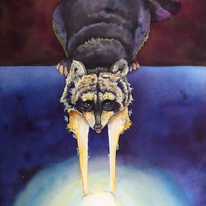 Raccoon Art - Watercolor Animal Art - Surreal Raccoon Painting - Magical Animal Artwork - &quot;Shiny Objects&quot;, by Landon Fraker