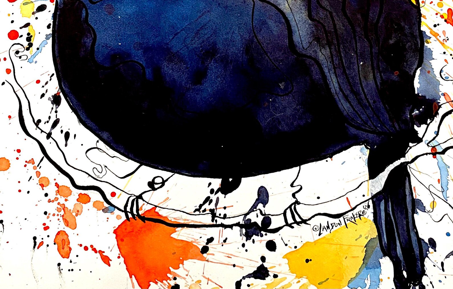 Fat Red Winged Blackbird Print – Watercolor and Ink Bird Art by Landon ...