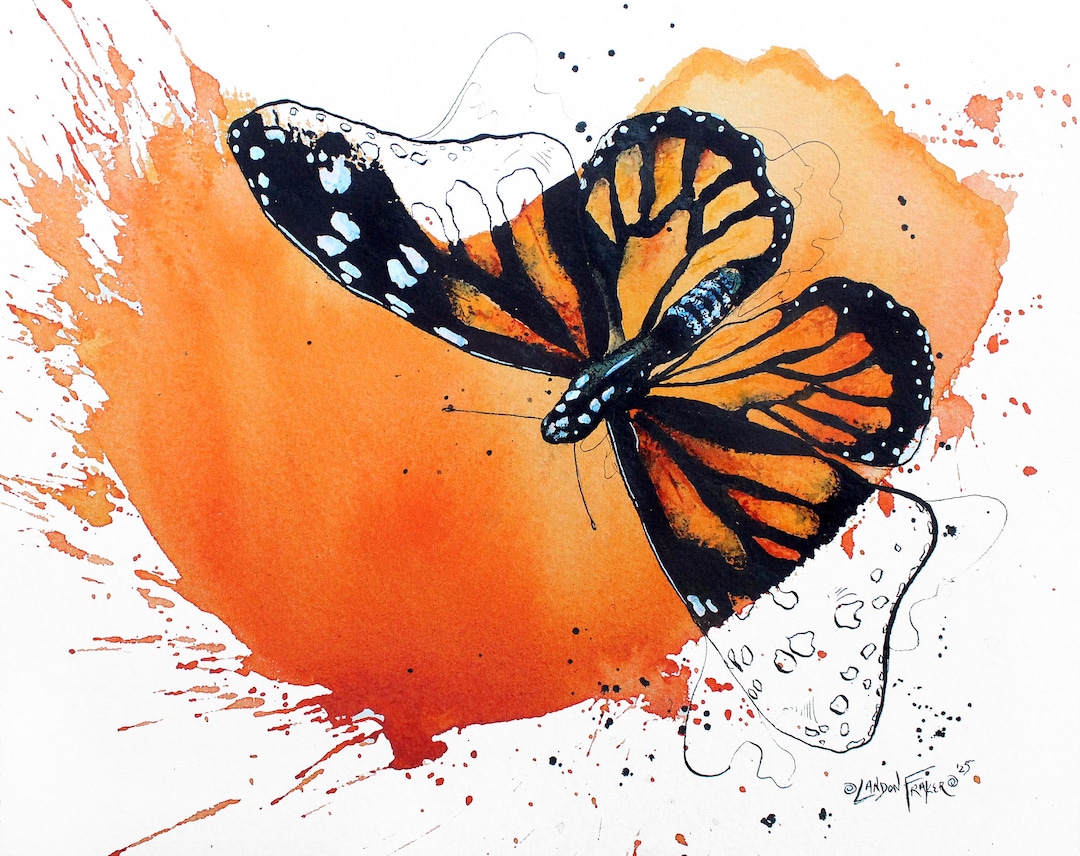 Monarch Butterfly Watercolor Painting Print - Brushstrokes Series by ...