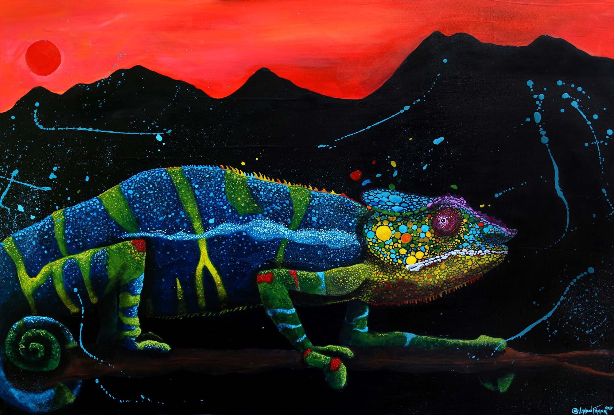 Chameleon Art Print, REPTILE Painting, Surreal Animal Artwork