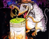 Funny OPOSSUM Cooking / Humorous Animal Art, Opossum Poster