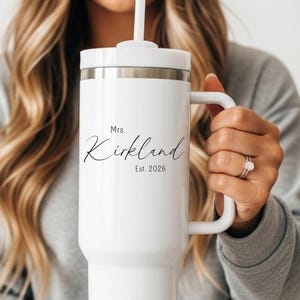 Personalized 40oz Bride Tumbler Mrs Engagement Gift Travel Mug Bridal Shower Wedding Gift Newlywed Cup Custom Last Name Gift for Bride to Be