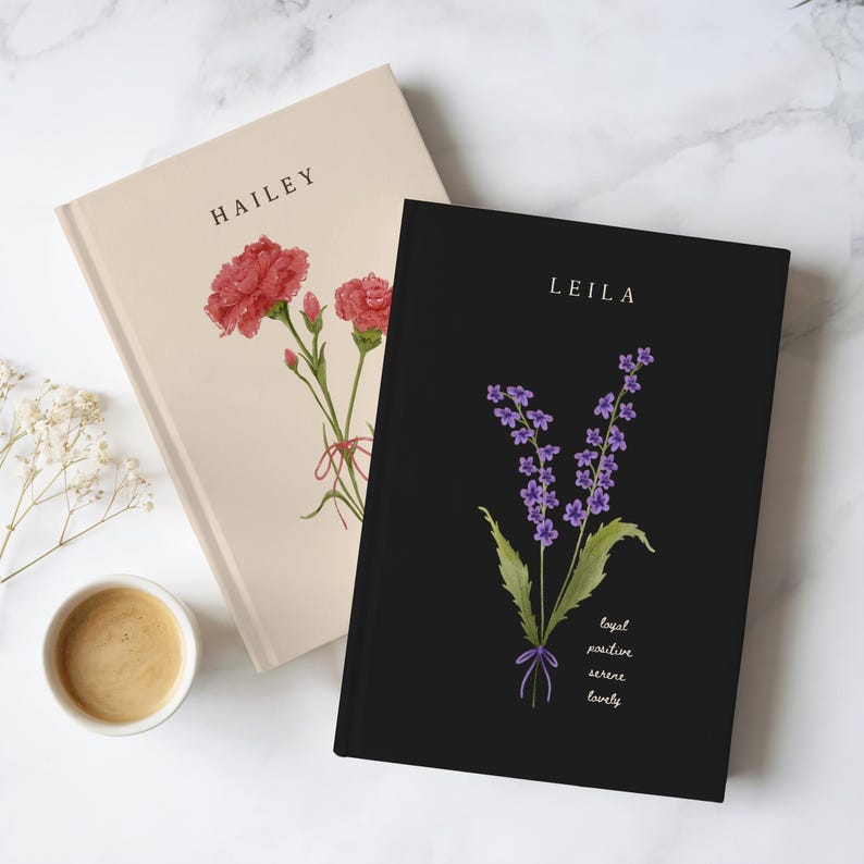 Birth Flower Name Journal Personalized Birth Month Flower Notebook ...